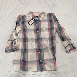 Nautica Men's Casual Plaid Shirt - Red, Gray, and White